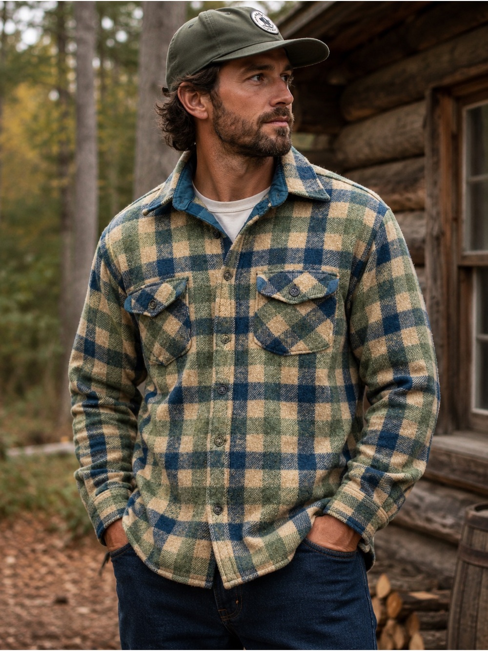 Woolrich Men's Yellow & Navy Plaid Shirt Jacket Size XL